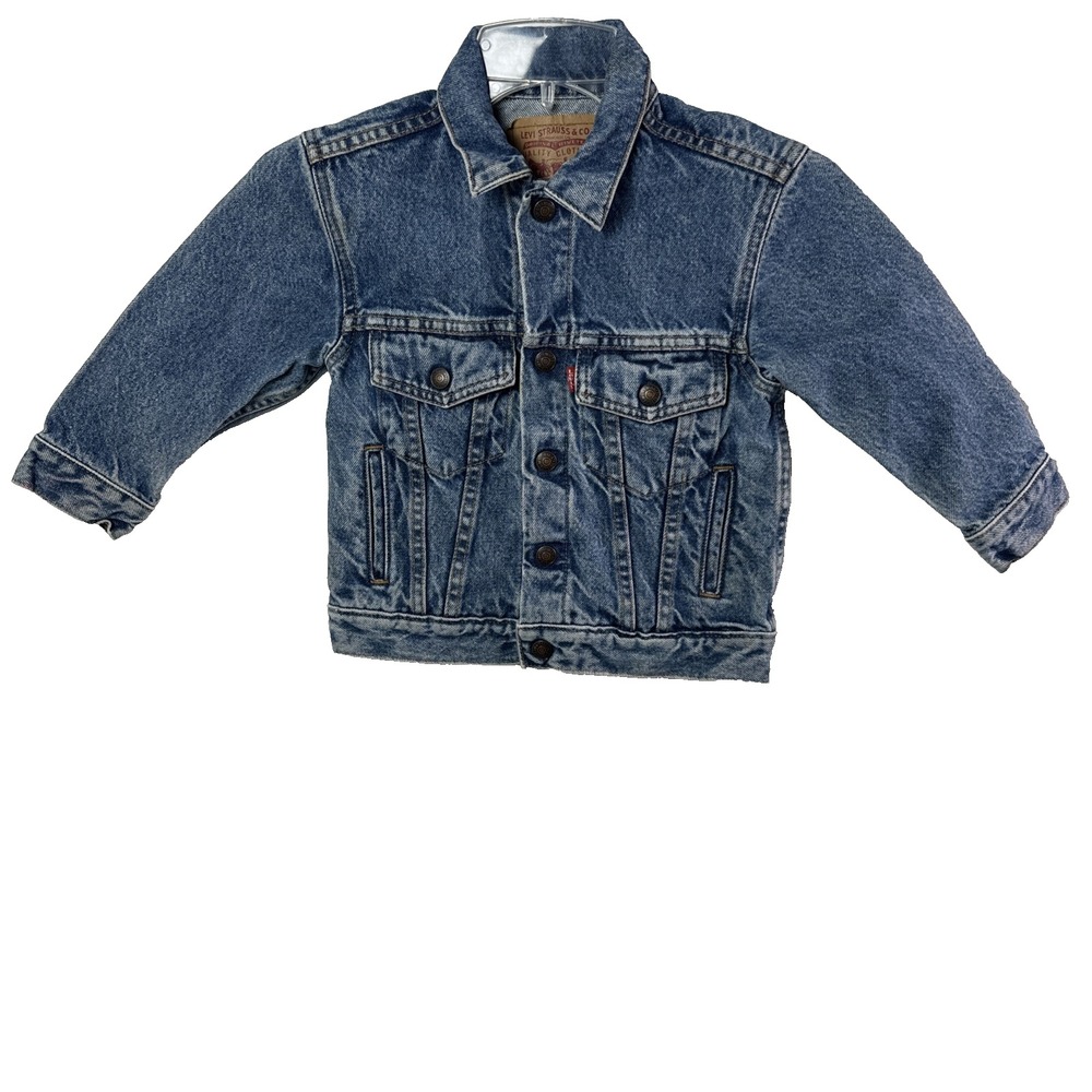Levi's Denim Trucker Jacket 74027 Kids Size 4 Unisex Blue Jean Medium Weight